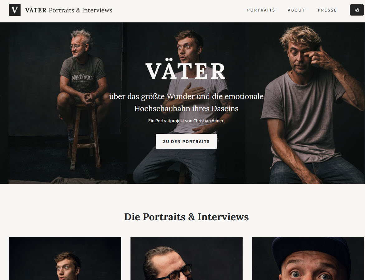Screenshot vom Webauftritt von Christian Anderl auf vaeter.co – offlinepleasure.at